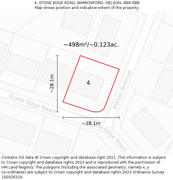 4, STONE EDGE ROAD, BARROWFORD, NELSON, BB9 6BB: Plot and title map