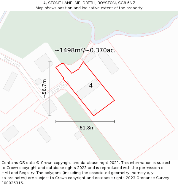 4, STONE LANE, MELDRETH, ROYSTON, SG8 6NZ: Plot and title map