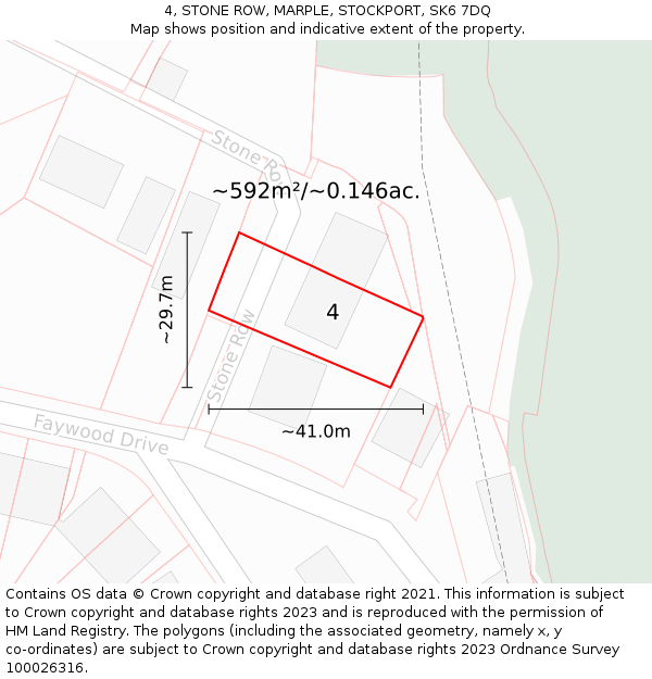 4, STONE ROW, MARPLE, STOCKPORT, SK6 7DQ: Plot and title map