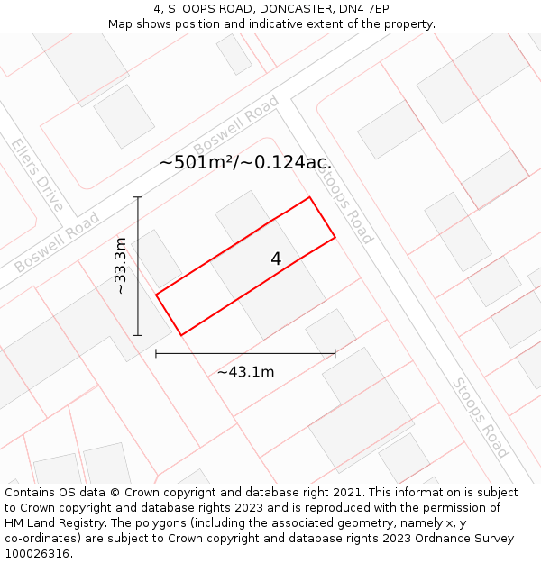 4, STOOPS ROAD, DONCASTER, DN4 7EP: Plot and title map