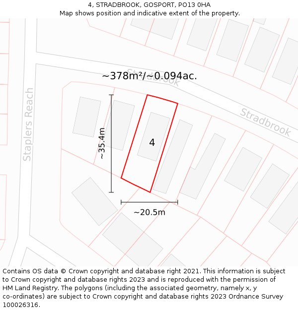 4, STRADBROOK, GOSPORT, PO13 0HA: Plot and title map