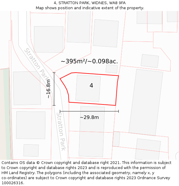 4, STRATTON PARK, WIDNES, WA8 9FA: Plot and title map