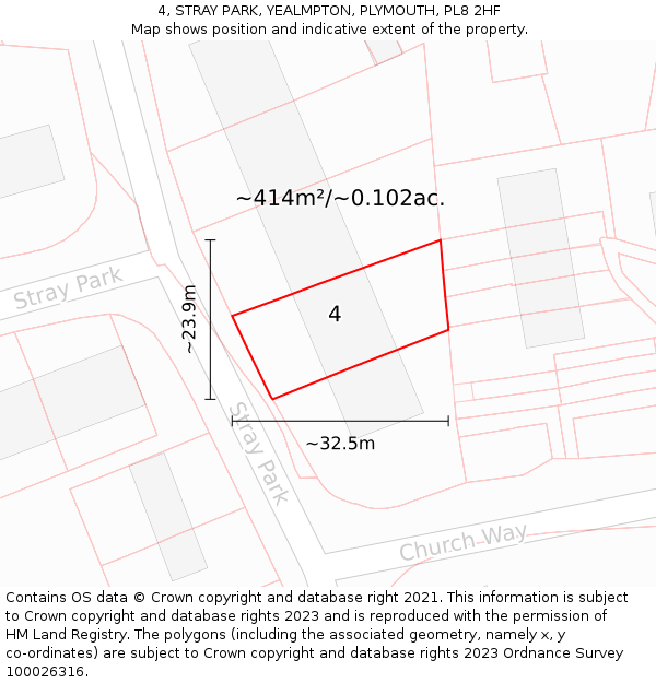 4, STRAY PARK, YEALMPTON, PLYMOUTH, PL8 2HF: Plot and title map