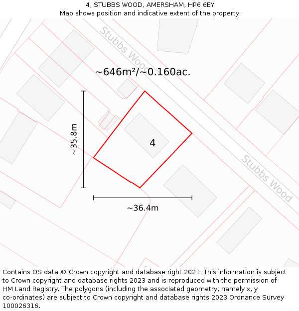 4, STUBBS WOOD, AMERSHAM, HP6 6EY: Plot and title map