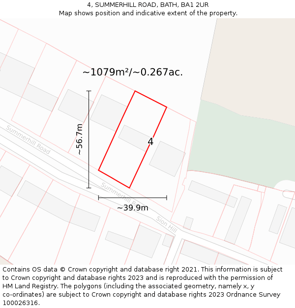 4, SUMMERHILL ROAD, BATH, BA1 2UR: Plot and title map