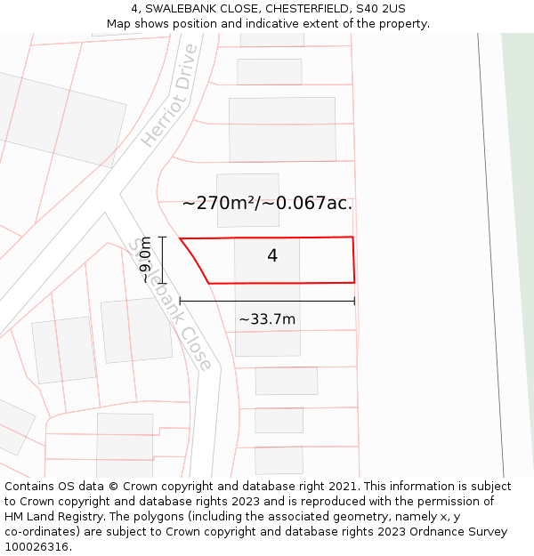 4, SWALEBANK CLOSE, CHESTERFIELD, S40 2US: Plot and title map