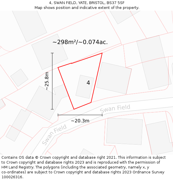 4, SWAN FIELD, YATE, BRISTOL, BS37 5SF: Plot and title map