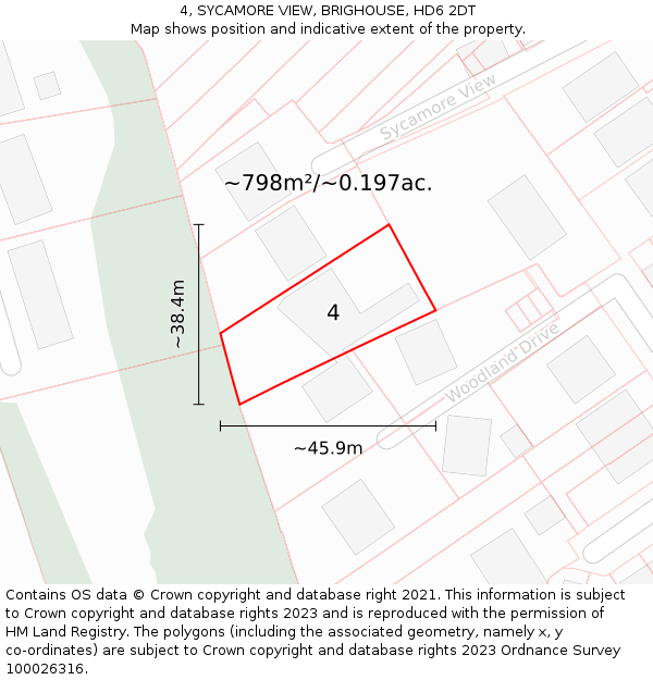 4, SYCAMORE VIEW, BRIGHOUSE, HD6 2DT: Plot and title map