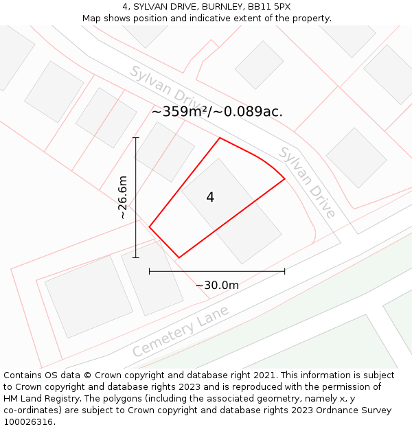 4, SYLVAN DRIVE, BURNLEY, BB11 5PX: Plot and title map