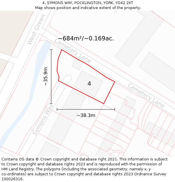 4, SYMONS WAY, POCKLINGTON, YORK, YO42 2XT: Plot and title map