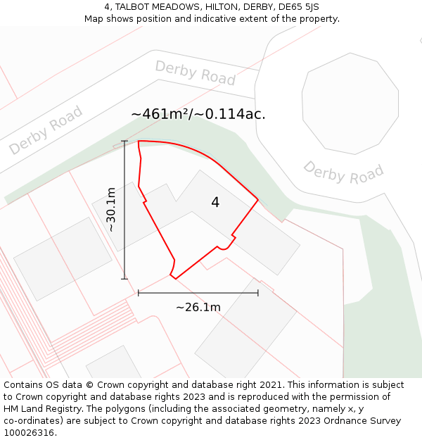 4, TALBOT MEADOWS, HILTON, DERBY, DE65 5JS: Plot and title map