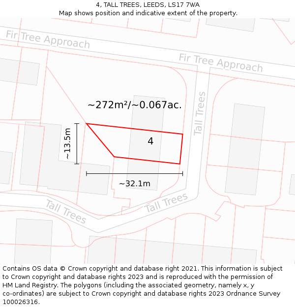 4, TALL TREES, LEEDS, LS17 7WA: Plot and title map