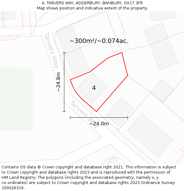 4, TARVERS WAY, ADDERBURY, BANBURY, OX17 3FR: Plot and title map