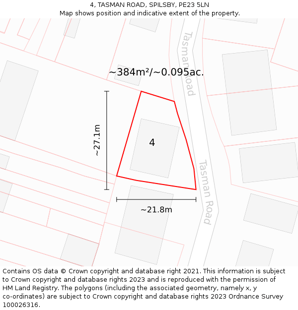 4, TASMAN ROAD, SPILSBY, PE23 5LN: Plot and title map