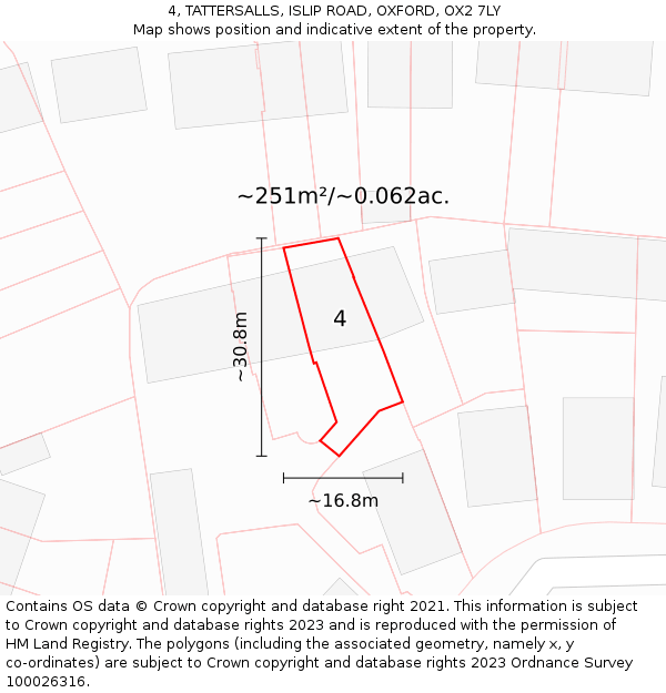 4, TATTERSALLS, ISLIP ROAD, OXFORD, OX2 7LY: Plot and title map