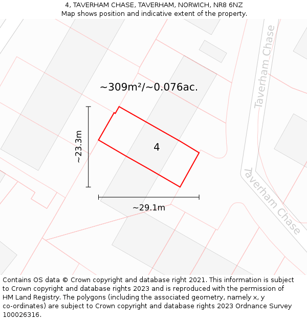 4, TAVERHAM CHASE, TAVERHAM, NORWICH, NR8 6NZ: Plot and title map