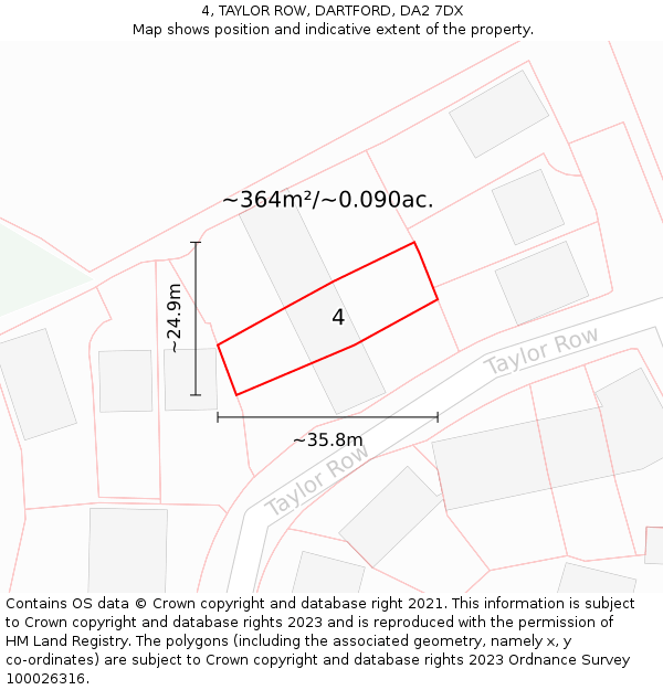 4, TAYLOR ROW, DARTFORD, DA2 7DX: Plot and title map