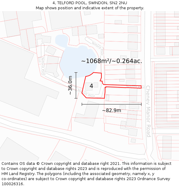 4, TELFORD POOL, SWINDON, SN2 2NU: Plot and title map