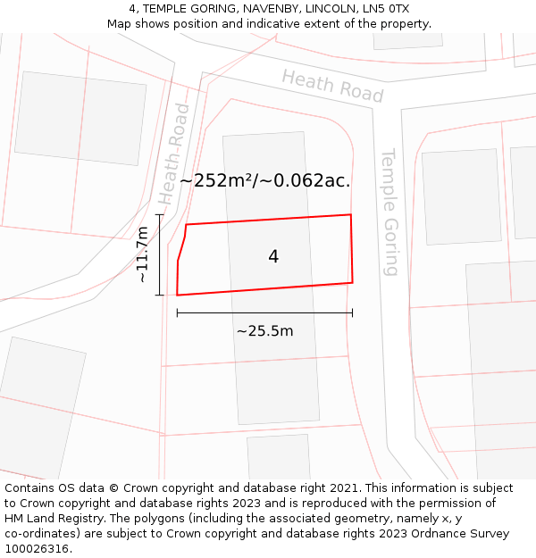 4, TEMPLE GORING, NAVENBY, LINCOLN, LN5 0TX: Plot and title map