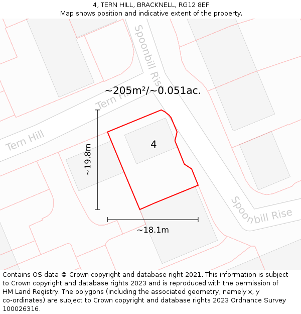 4, TERN HILL, BRACKNELL, RG12 8EF: Plot and title map