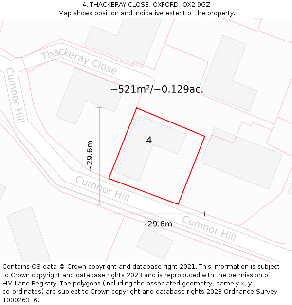 4, THACKERAY CLOSE, OXFORD, OX2 9GZ: Plot and title map