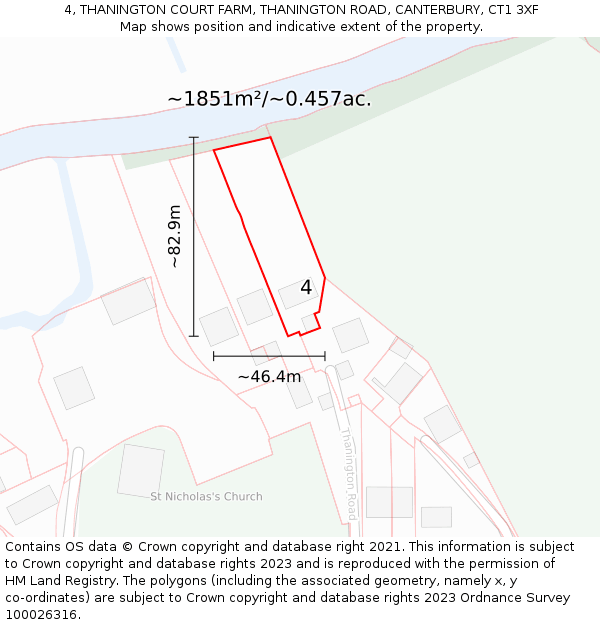 4, THANINGTON COURT FARM, THANINGTON ROAD, CANTERBURY, CT1 3XF: Plot and title map
