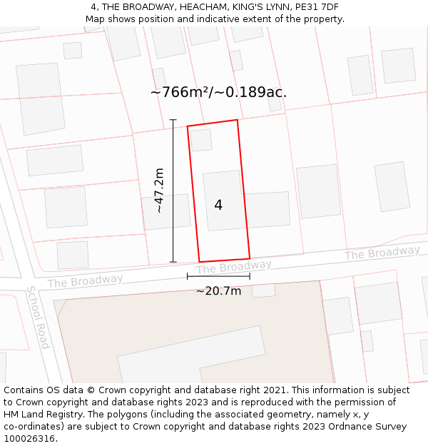 4, THE BROADWAY, HEACHAM, KING'S LYNN, PE31 7DF: Plot and title map