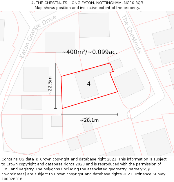 4, THE CHESTNUTS, LONG EATON, NOTTINGHAM, NG10 3QB: Plot and title map