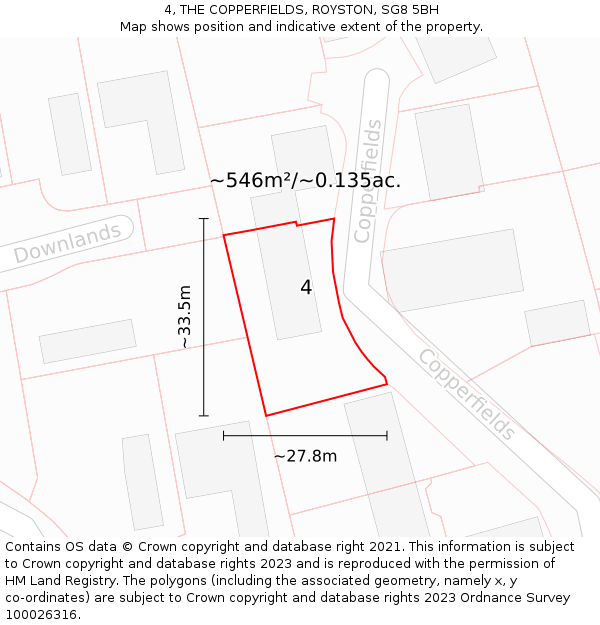 4, THE COPPERFIELDS, ROYSTON, SG8 5BH: Plot and title map