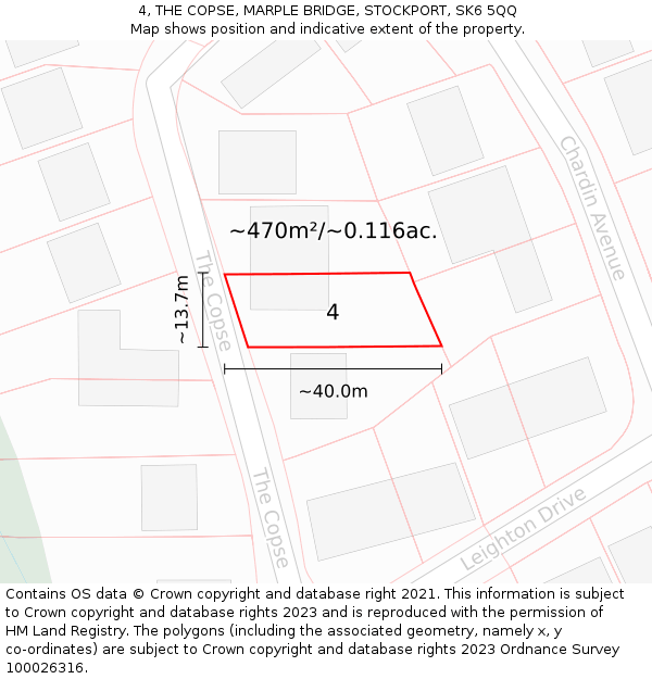 4, THE COPSE, MARPLE BRIDGE, STOCKPORT, SK6 5QQ: Plot and title map