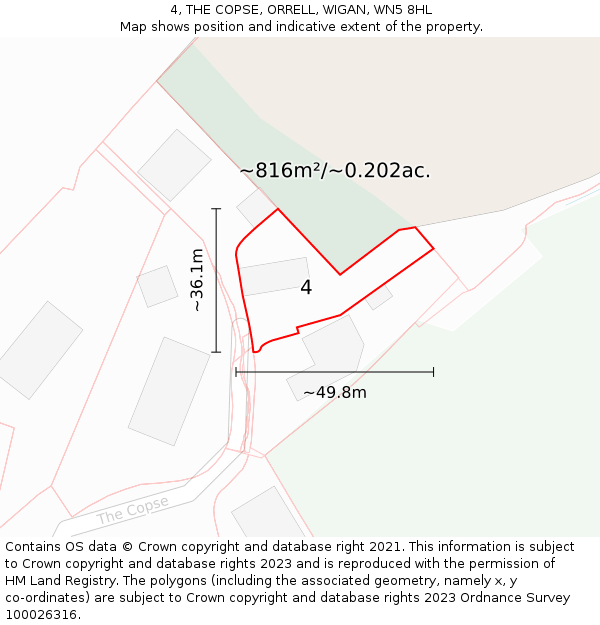 4, THE COPSE, ORRELL, WIGAN, WN5 8HL: Plot and title map