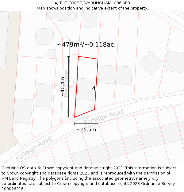 4, THE COPSE, WARLINGHAM, CR6 9ER: Plot and title map