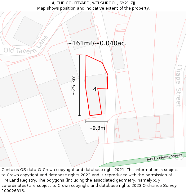 4, THE COURTYARD, WELSHPOOL, SY21 7JJ: Plot and title map