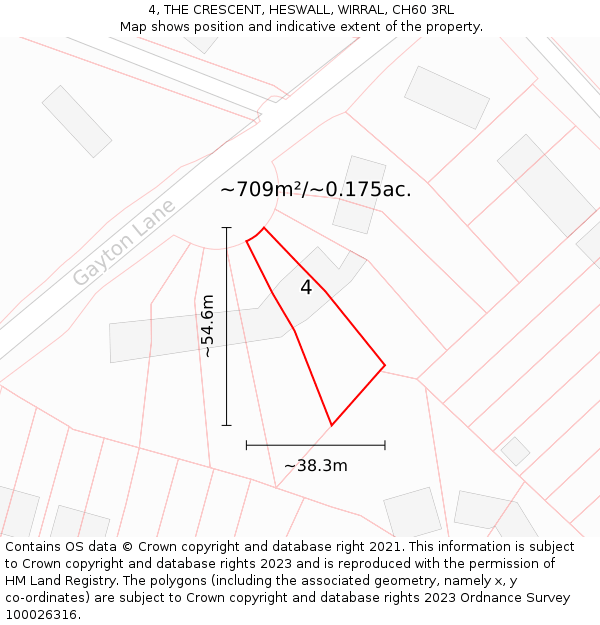 4, THE CRESCENT, HESWALL, WIRRAL, CH60 3RL: Plot and title map