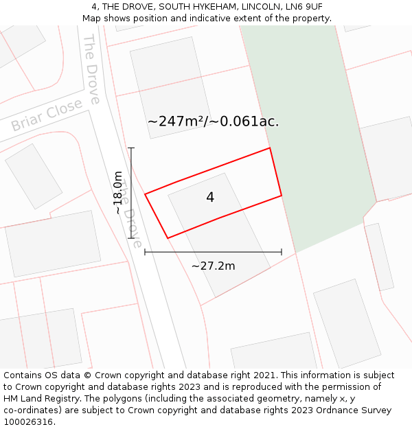 4, THE DROVE, SOUTH HYKEHAM, LINCOLN, LN6 9UF: Plot and title map