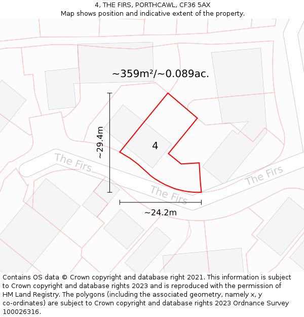 4, THE FIRS, PORTHCAWL, CF36 5AX: Plot and title map