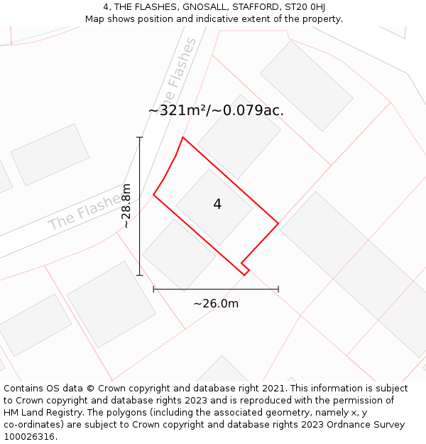 4, THE FLASHES, GNOSALL, STAFFORD, ST20 0HJ: Plot and title map