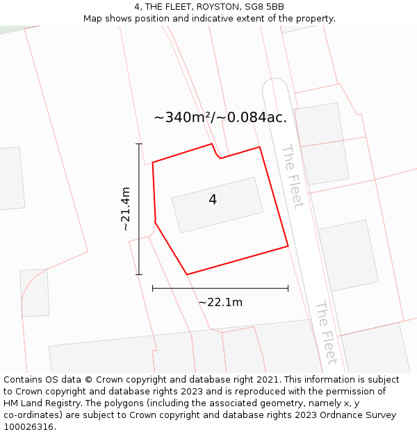 4, THE FLEET, ROYSTON, SG8 5BB: Plot and title map