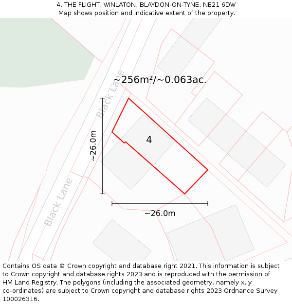 4, THE FLIGHT, WINLATON, BLAYDON-ON-TYNE, NE21 6DW: Plot and title map