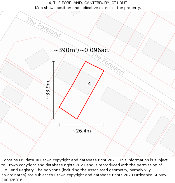 4, THE FORELAND, CANTERBURY, CT1 3NT: Plot and title map