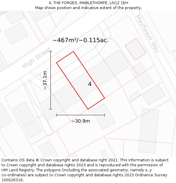 4, THE FORGES, MABLETHORPE, LN12 1EH: Plot and title map