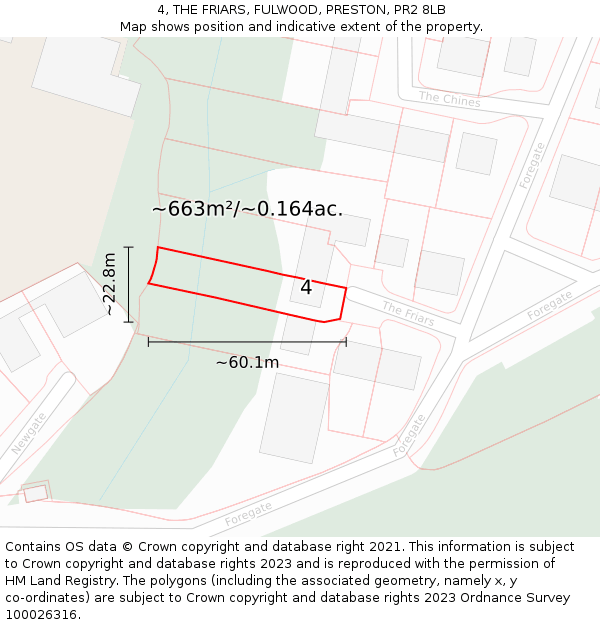 4, THE FRIARS, FULWOOD, PRESTON, PR2 8LB: Plot and title map