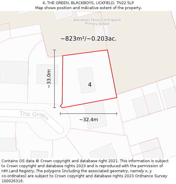 4, THE GREEN, BLACKBOYS, UCKFIELD, TN22 5LP: Plot and title map