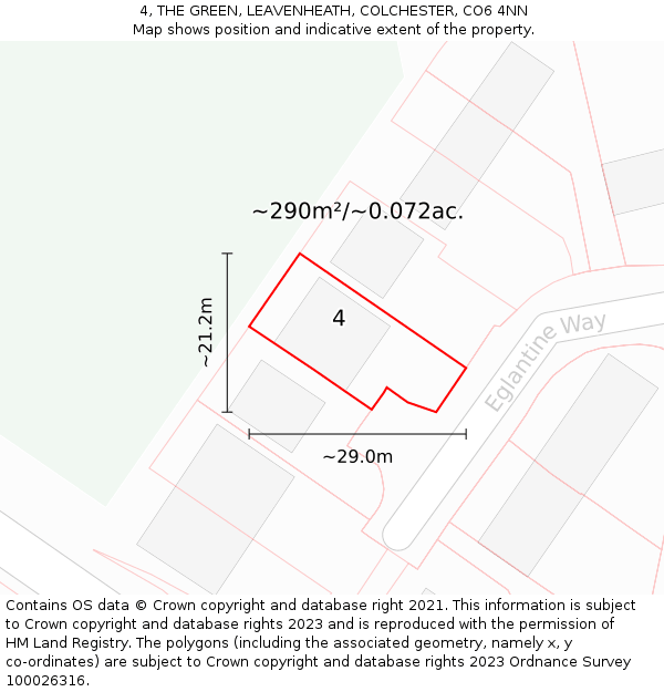 4, THE GREEN, LEAVENHEATH, COLCHESTER, CO6 4NN: Plot and title map