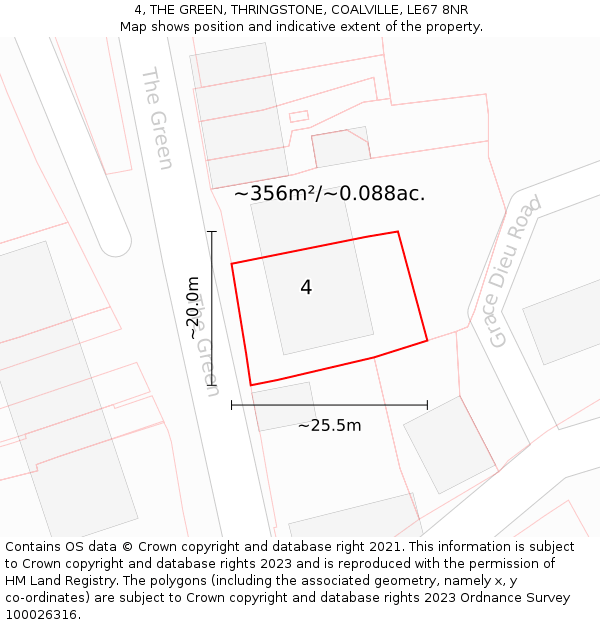 4, THE GREEN, THRINGSTONE, COALVILLE, LE67 8NR: Plot and title map