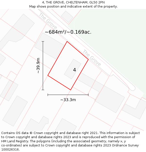 4, THE GROVE, CHELTENHAM, GL50 2PN: Plot and title map