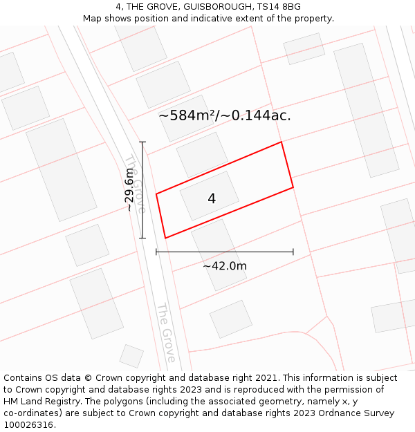 4, THE GROVE, GUISBOROUGH, TS14 8BG: Plot and title map