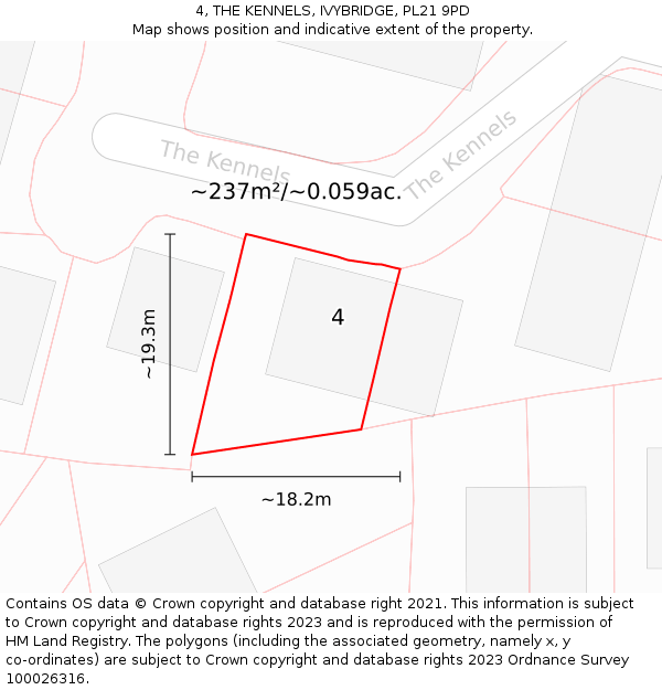 4, THE KENNELS, IVYBRIDGE, PL21 9PD: Plot and title map