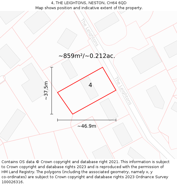 4, THE LEIGHTONS, NESTON, CH64 6QD: Plot and title map