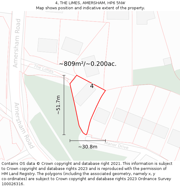 4, THE LIMES, AMERSHAM, HP6 5NW: Plot and title map